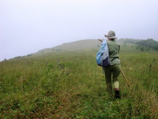 Trena walks to the top of Tater Hill