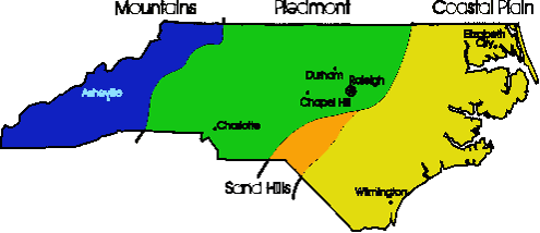 map of NC showing regions