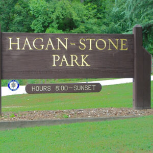 Park entry sign for Hagan-Stone Park