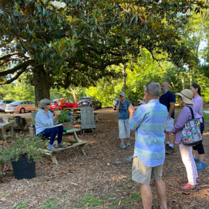 SE Coastal Chapter members in the picnic area at Shelton Herb Farm